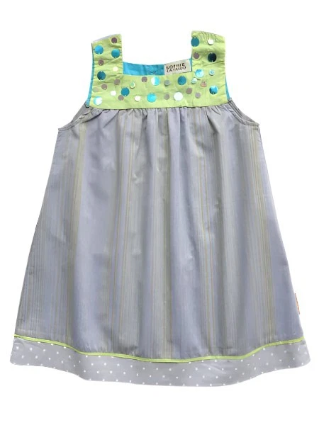Vestido Sophie Catalou Nuevo con Etiquetas Azul Algodón con Brillos Niñas 6M-6Y Sin Mangas Verano Foto 2 de 3