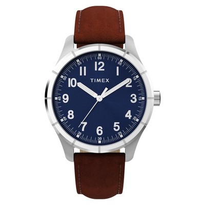 Timex TW2Y16200 Main Street 42 mm Lederarmbanduhr   Herrenuhr