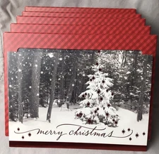Hallmark Image Arts Christmas Cards Merry Christmas Snowy Scene Tree 48 Cards