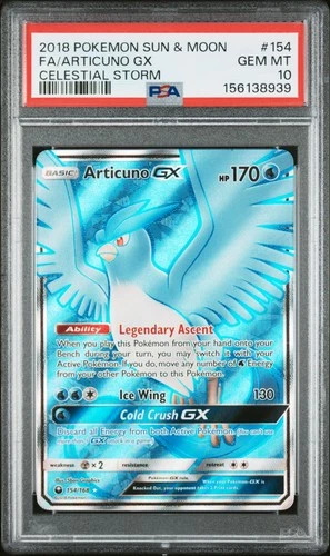 2018 POKEMON SUN & MOON CELESTIAL STORM #154 FULL ART/ARTICUNO GX PSA 10