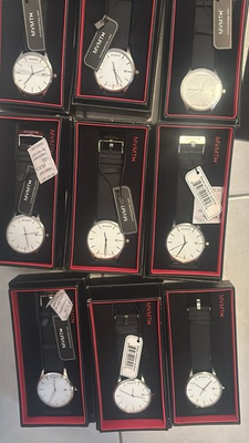 #ad Lot of 9 MVMT Watches New In Box Black Leather Strap Silver Dial Men’s Bundle $420.00