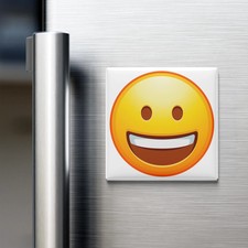 Grinning Face Emoji Fridge Magnet 2x2 Made in USA