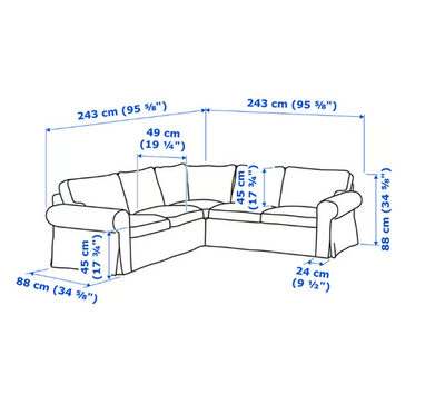IKEA EKTORP Cover For Corner Sofa, 4 - Seat, Hakebo Grey-Green
