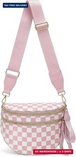 Checkered Crossbody Bag Nylon Bum Bags for Women Spacious Handbags Checkered Pur