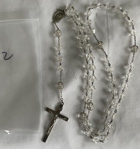 Vintage  Crystal Teardrop Bead & Sterling Silver Rosary 60g 24” AFCO #2
