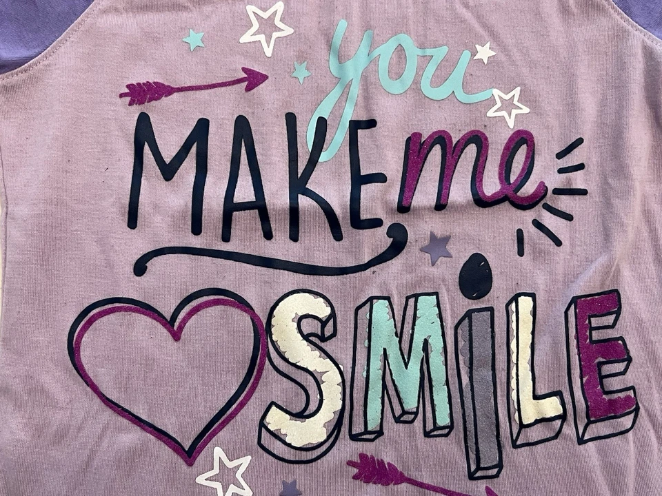 Joe Boxer Niñas/Niños Juego de 2 Piezas Pijama Smiley Corazón Púrpura a Juego (M) 7/8 Foto 3 de 4