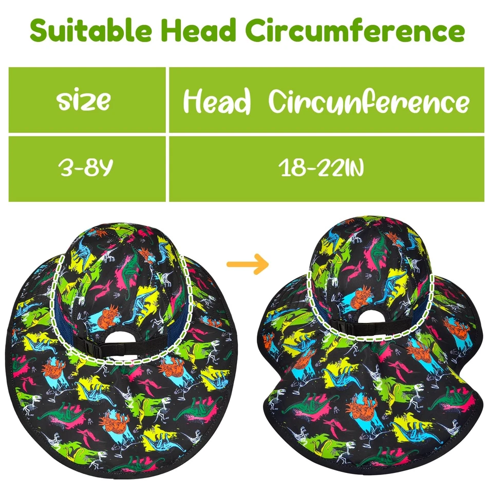 Sombrero para el sol de ala ancha para niños - UPF 50+ protección UV con correa ajustable para la barbilla Foto 3 de 4