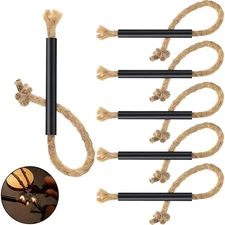 6 Pieces Jute Tinder Tube Waterproof Wax Wick Fire Starter Accessory with Alu...