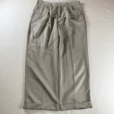 Dockers Golf Mens Relaxed Fit Pleated Cuffed Microfiber Pants Khaki W34 L29