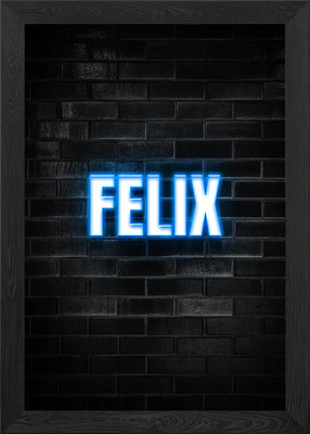 Felix Neon Sign on Brick Wall Framed Wall Art Poster Canvas Print Picture