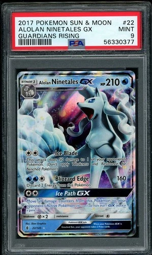 2017 Pokemon SM Guardians Rising Alolan Ninetales GX #22 PSA 9 MINT