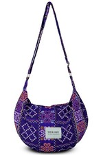 Crescent Crossbody Bag for Women   Large Boho Cotton Sling Purse with Zipper ...