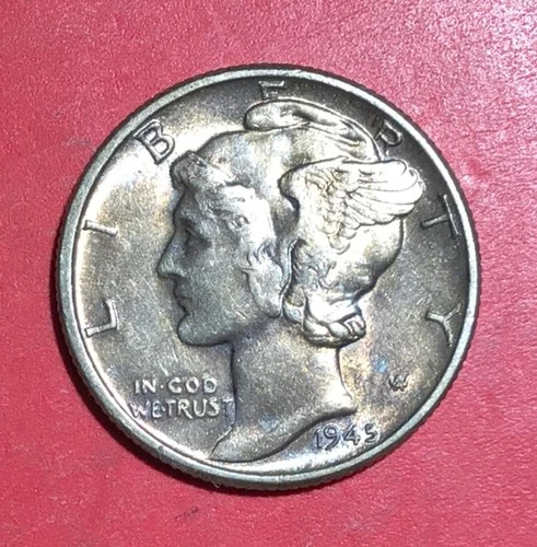 1945 US Mercury SILVER Dime "Philadelphia" Mint! Choice XF! SHARP! Old US Coin!