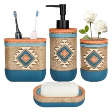 Bathroom Accessory Sets 4PCS Bathroom Accessories Set Complete Tribal Home De...