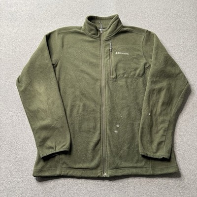Columbia Jacket Mens Medium Green Fleece Full Zip Pockets Outdoors Hiking Adult