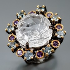 Fashion 14 ct Natural Quartz Ring 925 Sterling Silver Size 8 /R463744