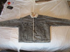 Vintage 80s Levi s Acid Wash Sherpa Lined Denim Truckers Jacket Black XL 70609