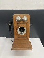 Antique Kellogg Oak Wall Telephone 5-Bar Magneto Pat 1901 WORKING BELL