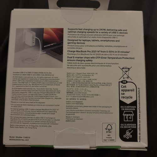 BoostCharge USB-C to USB-C Power Cable (2M, 6.6ft), Fast Charging Cable with - Afbeelding 2 van 2