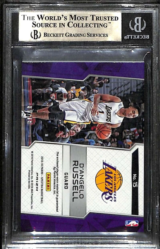 2015-16 Panini Spectra Jumbo Jerseys Gold D'Angelo Russell RC Patch 5/10 BGS 10 - Image 2 of 2