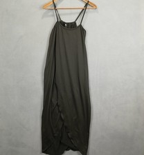 Womens Wrap Dress Medium Black Ruffle Detail Spaghetti Strap Scoop Neck Casual