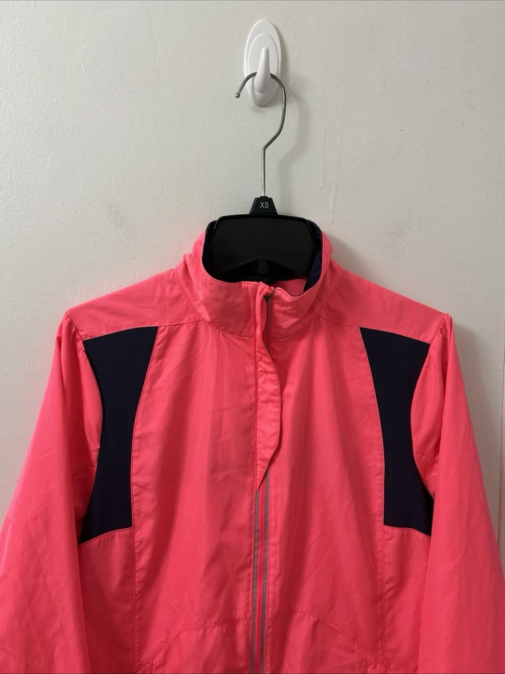 Brooks 轨道夹克女式小号粉色轻便全拉链风衣标志 L/S — 第 2/4 张图片