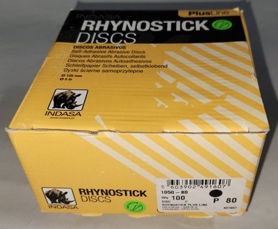 Sandpaper 5'' disk: RhynoStick Plus Line, adhesive backed, P 80 grit