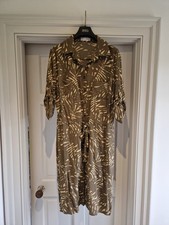 Artigiano Khaki Button up Shirt Dress with Tie waist UK 16/18 RRP £89!