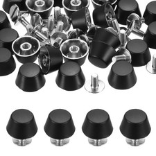 12mm Purse Handbag Feet, 25 Sets Round Flat Studs, Matt Black