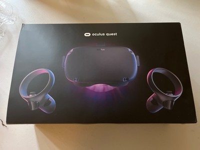 Meta Oculus Quest 1 VR Headset With Controllers, Charger & Earbuds, Works Well,
