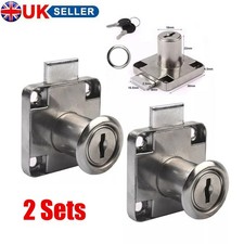 2X Cam Lock Silver Door Furniture Cabinet Letter Drawer Cupboard Locks 2 Keys