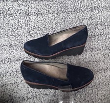 Vionic Willa Wedge Loafers Womens 9 Navy Suede Comfort Platform NWOB