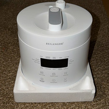 EULANGDE 4L 900W Electric Pressure Cooker White/Gray Keep Warm Timer w/ Lid