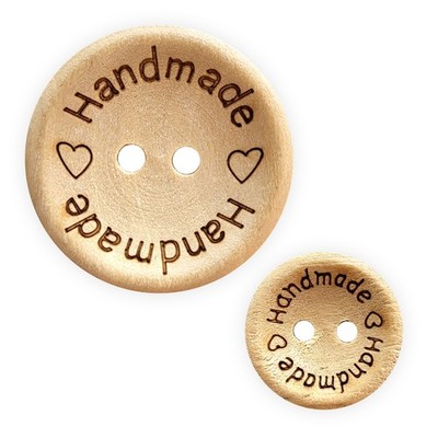 Knöpfe Holz 15mm 25mm Knopf 2-Loch ''Handmade'' Nähknöpfe 5-50 Stück mit Herz DIY