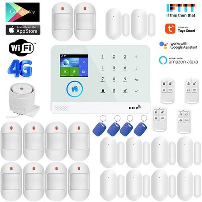 V05 Tuya APP WiFi 4G/3G Wireless Home Security Alarm Burglar System+RFID Access