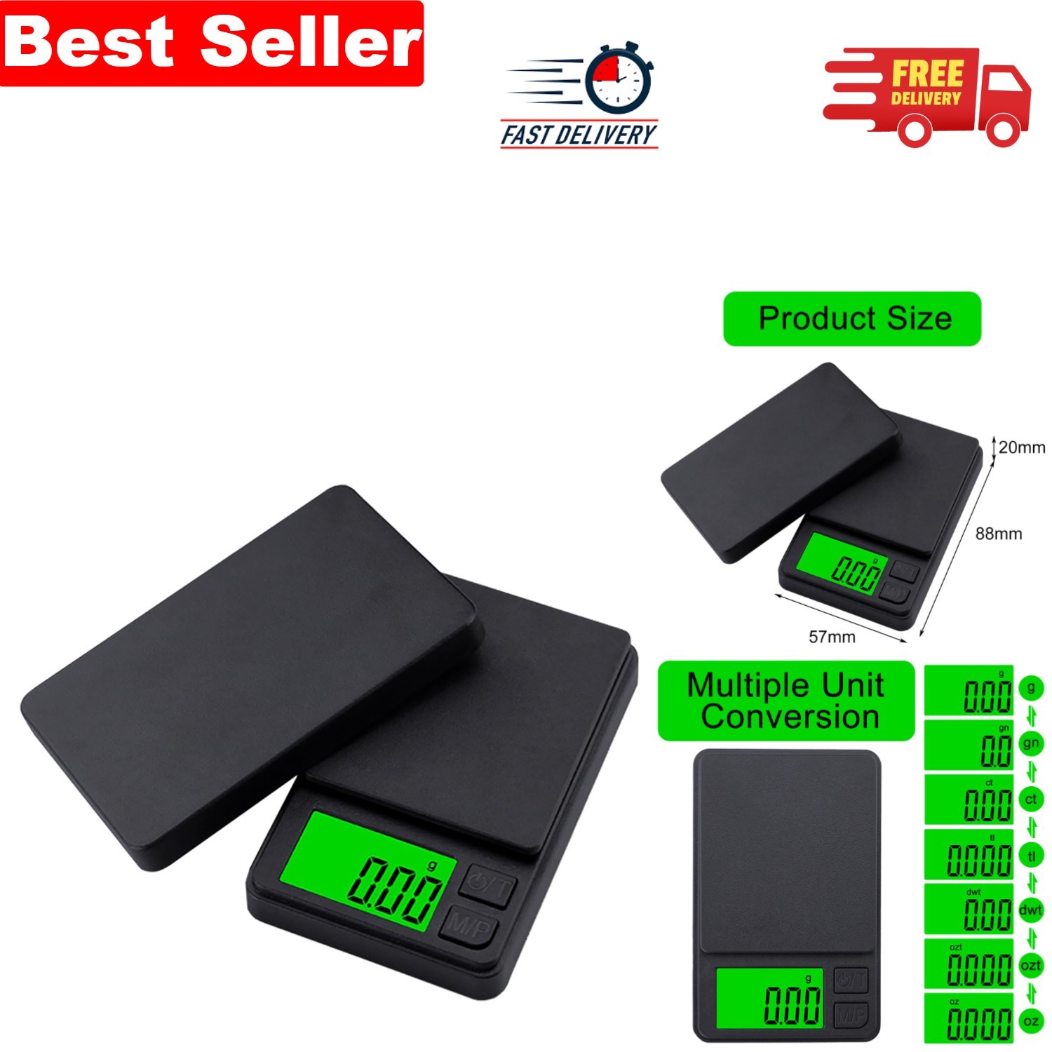 Multifunctional 0.01g-1000g Digital Scale with Automatic Shut Off & Dual Case