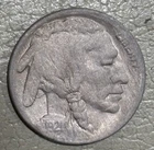 1921s Buffalo nickel, expertly restored coin shows full date and buffalo horn