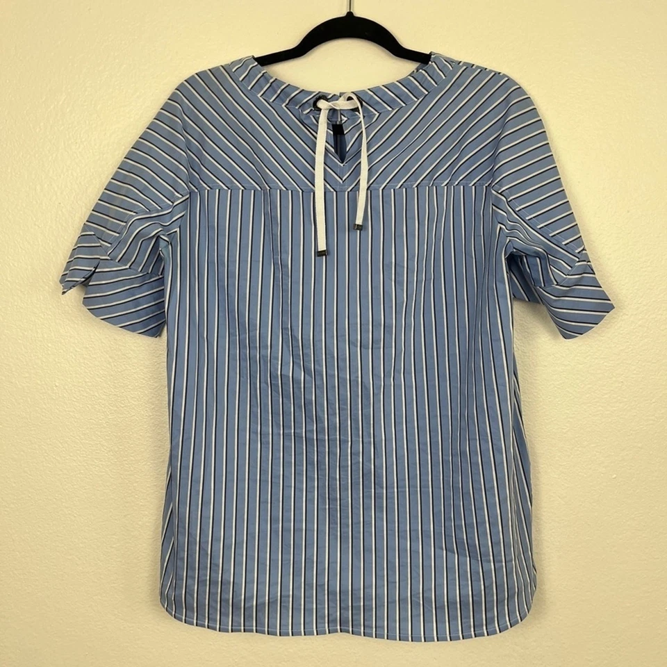 Blusa Bogner listra náutica laço costas manga curta 8 - Imagem 2 de 4