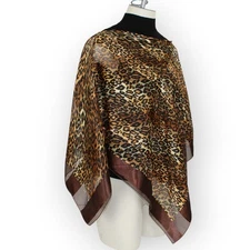 Vintage Leopard Print Satin Pullover Top Bateau Scarf Shawl FREE SHIPPING 80s