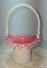Fenton Peachcrest Basket, with Milk Glass Handle    (CAB HO.CC)