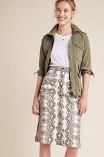 Maeve Anthropologie Kaleidoscope Button-Front Pencil Skirt Size 12 Ivory Paisley