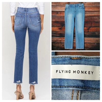 Flying Monkey Jeans Size 30 Poised High Rise Slim Straight Crop Denim Stretch 