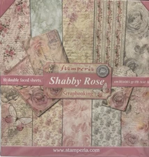 Stamperia Shabby Rose Scrapbooking Paper Pack 10 Double Sided Sheets 12x12 NWT