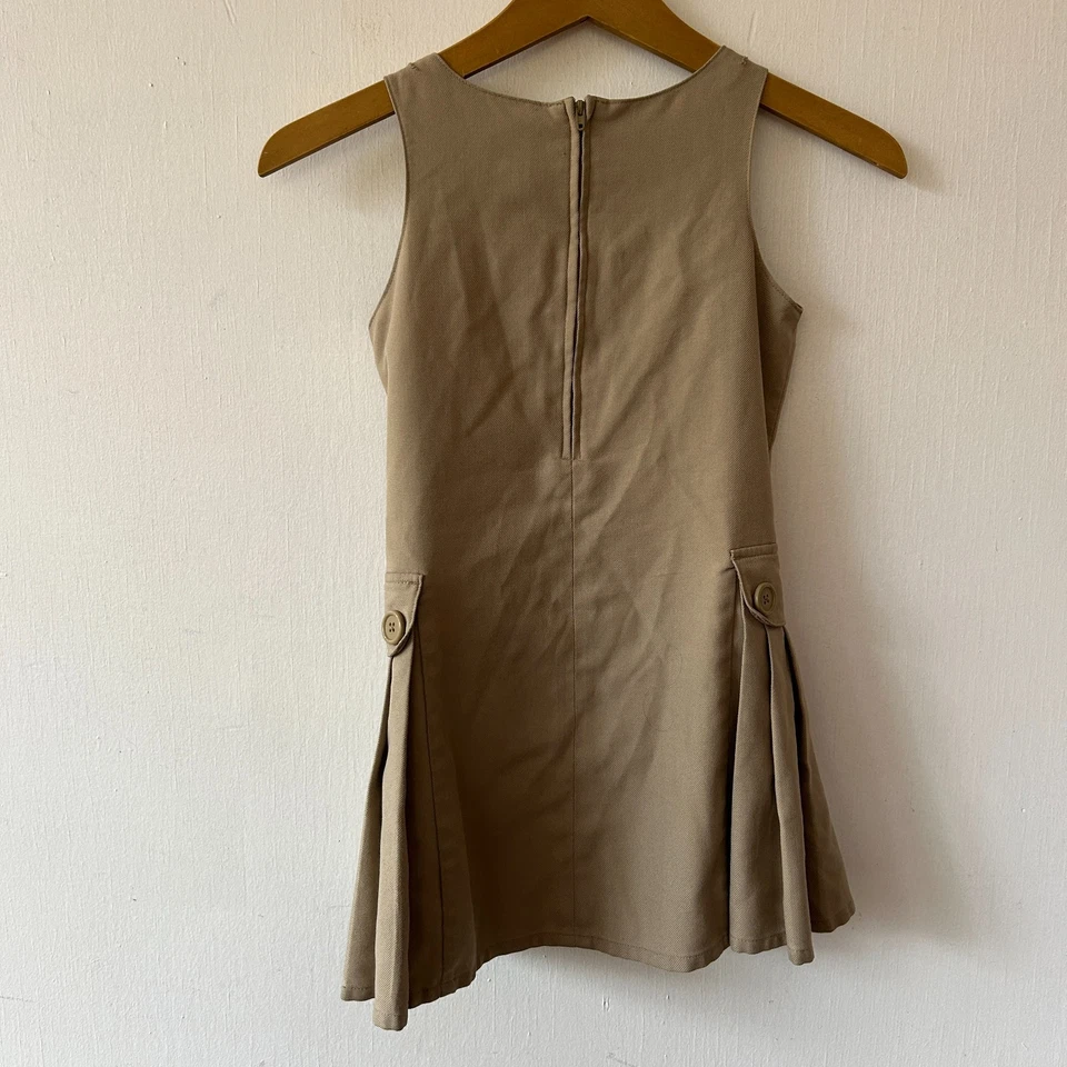 Lands End Uniforme Escolar Jersey Niñas Talla 6 Caqui Plisado Falda Mono Vestido Foto 4 de 4