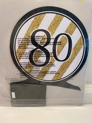 Black/Gold 80th Birthday Honeycomb Centerpiece 11.7" x 9" Paper Decoration - Picture 3 of 3