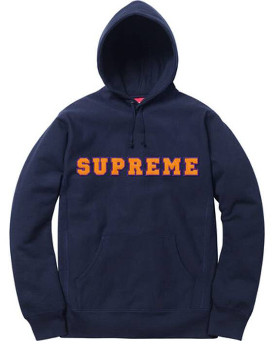 100% Authentic supreme Core Collegiate Logo Hooded Sweater Navy M