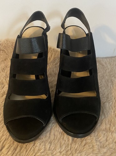 Nine West Women's Hallan Black Suede Stiletto dress Sandal 7 - Picture 2 of 10