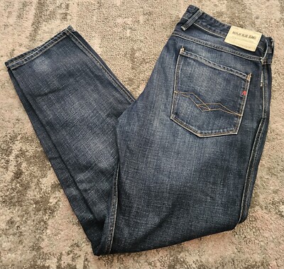 REPLAY M914O dunkelblaue Jeans | echte Größe W36 L32 | Zip Fly