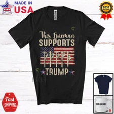 Lineman Supports T.r.u.m.p; Vote Election President; US Flag Vintage T-Shirt
