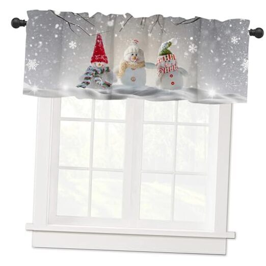 ARESD Christmas Valance for Windows Snowman Christmas Window Toppers Xmas 6
